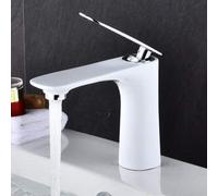 Robinets de lavabo mélangeur d'évier chaud et froid, robinet de salle de bains en laiton or/Chrome/blanc/rouge/noir grue de robinet(White and Chrome)