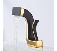 Robinets de lavabo moderne noir or salle de bain mitigeur robinet de lavabo en laiton chaud et froid grue élégante for salle de bain(Black and Gold)