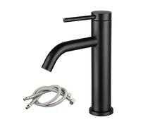 Robinets de lavabo Robinet de lavabo en acier inoxydable, robinets salle bains or/noir, robinet d'évier grand rotatif à 360 degrés mélangeur d'eau chaude et froide(A21110B)