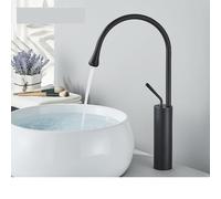 Robinets de lavabo Robinet de lavabo moderne brossé or noir argent, robinet monté sur le pont, mélangeur d'évier, en laiton chaud et froid for salle bains(Matte black tall)