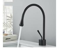 Robinets de lavabo Robinet de lavabo moderne brossé or noir argent, robinet monté sur le pont, mélangeur d'évier, en laiton chaud et froid for salle bains(Matte black short)