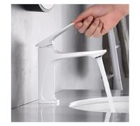 Robinets de lavabo Robinet d'évier de salle bains moderne à poignée unique, lavabo monté sur le pont, robinet d'eau, noyau en laiton, mélangeur chaud et froid(Ceramic white)