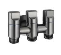 Robinets De Machine À Laver À Une Entrée Et Trois Sorties Robinet D'arrêt D'eau À Double Contrôle Robinet D'angle À Ouverture Rapide Robinet De Toilette Mural(Grey)