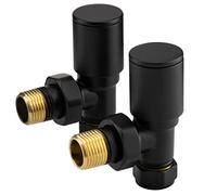 Robinets de radiateur noirs coudés, Robinets de radiateur pour sèche-serviettes noirs, Robinets de radiateur pour sèche-serviettes noirs, Robinets de radiateur pour sèche-serviettes noirs, (15mm)