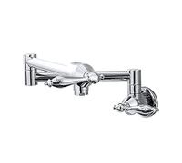 Robinets de remplissage de casserole à montage mural - Robinet de cuisine à double joint - Bras oscillant - Robinet de remplissage d'évier - Noir mat - Support mural pliable extensible double