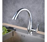 Robinets d'évier de cuisine à col de cygne à levier unique avec bec pivotant et tuyau extensible en silicone, chromé, BLSS1749C