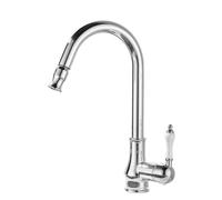 Robinets d'évier de cuisine avec douchette extractible, robinet de cuisine rétro, bec à col de cygne, mitigeur d'eau chaude et froide for évier doré(Chrome)