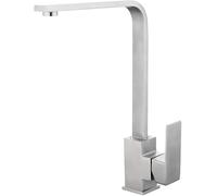 Robinets d'évier de Cuisine Modernes Cascade Un Trou Monobloc Corps en Acier Inoxydable mélangeur de lavabo pivotant Robinet mitigeur Froid et Chaud, Noir et Argent au Choix, Noir