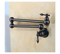 Robinets d'évier de cuisine, Nickel Brossed Rotated Kitchen Basin Évier de robinet à robinet froid Single Basin en laiton massif noir pivotant mural de remplissage monté pour évier vanité RV Bar(ORB)