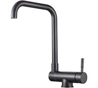 Robinets d'évier de Cuisine Robinet de Cuisine avec Tuyau, Robinet d'évier Noir à poignée Unique, Robinet Rotatif Chaud Froid, barboteur en nid d'abeille, Noir, 18 x 35 cm