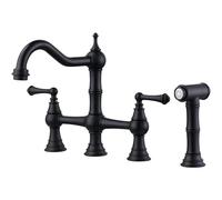 Robinets d'évier de Cuisine, robinets Robinet Rotatif de Cuisine Noir Rabattable Robinet d'eau Chaude et Froide Robinet mitigeur de Cuisine à fenêtre Basse Noire Mitigeur/Or brossé B