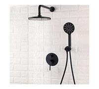 Robinets Ensemble de robinets de douche complète, système de douche de pluie noire avec tête de douche de pluie de 8 pouces et pomme de douche à la main, kit de douche en laiton mural LWX