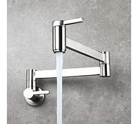 Robinets for remplisseur de casserole cuisine mural, robinet d'eau froide universel, télescopique multifonctionnel à double poignée, d'évier cuisine-doré brossé(Drawing)