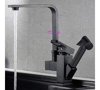 Robinets mélangeurs d'évier de Cuisine Pistolet de pulvérisation à Traction Robinet de Cuisine Rotatif rétractable en Laiton Chaud et Froid-B