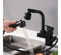 Robinets mélangeurs d'évier de Cuisine Pistolet de pulvérisation extractible Noir Robinet d'évier de Cuisine Multifonctionnel Rotatif télescopique Chaud et Froid-A
