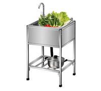 Robinets mélangeurs pour évier en Acier Inoxydable éviers Utilitaires buanderie de Cuisine Commercial à Une cuve avec Robinet Vasque multifonctionnelle sur Pied Garage ou restaur