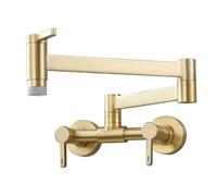 Robinets muraux, robinet de cuisine pliable en laiton, robinet d'évier mural, robinet mitigeur d'eau chaude et froide à double trou, robinet de cuisine à double levier(ORB)