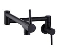 Robinets pour remplisseur de casserole de cuisine Robinet d'eau froide à double poignée mural Robinet de cuisine à rotation Teles360 Robinet d'évier de cuisine-Noir