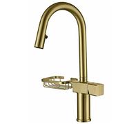 Robinets, Robinet de Cuisine Avec Pulvérisateur À Sortie Et Brosse, En Laiton Or Brossé, Eau Chaude Et Froide, Robinet Mixte de Cuisine Pivotant
