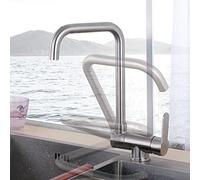 Robinets, Robinet de Cuisine Pliable Pour Fenêtre Intérieure, Robinet de Lavabo En Acier Inoxydable Avec Eau Chaude Et Froide À Rotation 360° Robinet Mixte de Lavabo Brossé/C