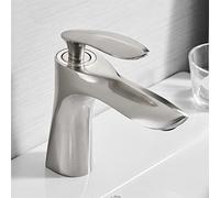 Robinets, Robinet de Lavabo Élégant Pour Salle Den, Robinet Mixte À Eau Chaude Et Froide Pour Lavabo, Robinet de Lavabo En Laiton Finition Blanche/Nickel Brossé