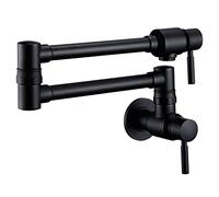 Robinets, Robinet de Remplissage de Casserole, Robinet de Remplissage de Casserole D'Eau Froide À Montage Mural Noir, Robinet Pliant En Laiton Avec Bras Pivotant À Double Articulation, Trouique, 2 Poi