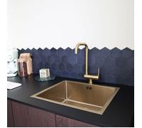 Robinetterie Cuisine New Oslo mitigeur évier or brossé rabattable 'spécial fenêtre' Essebagno