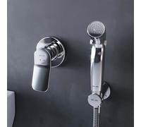 Robinetterie de bidet Ensemble intégré de bidet avec mitigeur et douchette, robinet de bidet douche, mitigeur eau chaude froide mitigeur Sprayer Robinetterie de toilette AM.PM, chrome