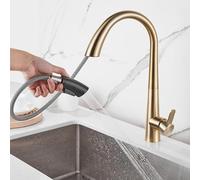 robinetterie de cuisine avec douchette robinet cuisine extractible Rotatif Acier Inoxydable Mode 2 robinet evier de cuisine avec douchette Manche Unique Eau Froide et Chaude-Or Brossé