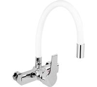 Robinetterie de cuisine, robinetterie murale flexible, blanc, Robinet, robinet d'évier, mélangeur