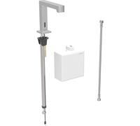 Robinetterie de lavabo Geberit Brenta, saillie 195mm, Ã pile, sans mÃ©langeur, avec boÃ®tier de fonction AP, 116.173., Coloris: Aspect inox/brossÃÂ©, revÃÂªtement easy-to-clean - 116.173.SN.1