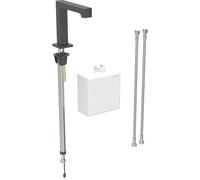 Robinetterie de lavabo Geberit Brenta, saillie 195mm, alimentation par pile, avec mitigeur thermostatique, avec boîtier de fonction AP, 116178141, Couleur: noir mat, revêtement easy-to-clean - CM