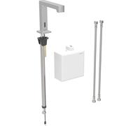 Robinetterie de lavabo Geberit Brenta, saillie 195mm, alimentation par pile, avec mitigeur thermostatique, avec boîtier de fonction AP, 116.178., Coloris: Aspect inox/brossé, revêtement easy-to-clean - 116.178.SN.1