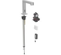 Robinetterie de lavabo Geberit Brenta, saillie 195mm, avec mitigeur, alimentation par pile, pour boÃ®tier de fonction encastrÃ©, 116.194., Coloris: Aspect inox/brossÃÂ©, revÃÂªtement easy-to-clean - 116.194.SN.1