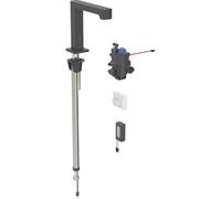 Robinetterie de lavabo Geberit Brenta, saillie 195mm, avec mitigeur thermostatique, alimentation par pile, pour boîtier de fonction encastré, 116198141, Couleur: noir mat, revêtement easy-to-clean - C
