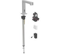 Robinetterie de lavabo Geberit Brenta, saillie 195mm, sans mélangeur, alimentation au réseau, pour boîtier de fonction encastré, 116.191., Coloris: Aspect inox/brossé, revêtement easy-to-clean - 116.191.SN.1