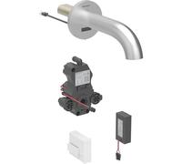Robinetterie de lavabo Geberit Piave, saillie 170mm, avec mitigeur, alimentation par pile, pour boîtier de fonction encastré, 116.264., Coloris: Aspect inox/brossé, revêtement easy-to-clean - 116.264.SN.1
