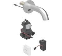 Robinetterie de lavabo Geberit Piave, saillie 220mm, avec mélangeur, alimentation secteur, pour boîtier de fonction encastré, 116282SN1, Couleur: Aspect inox/brossÃ©, revÃªtement easy-to-clean - CM