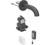 Robinetterie de lavabo Geberit Piave, saillie 220mm, avec mitigeur, alimentation par pile, pour boîtier de fonction encastré, 116.284.14.1, Couleur: noir mat, revêtement easy-to-clean