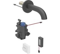 Robinetterie de lavabo Geberit Piave, saillie 220mm, avec mitigeur thermostatique, alimentation par pile, pour boîtier de fonction encastré, 116.288.14.1, Couleur: noir mat, revêtement easy-to-clean