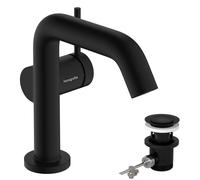 Robinetterie de lavabo hansgrohe Tecturis S 110 Fine CoolStart, EcoSmart+, avec vidage à tirette, portée 130 mm, 73323670, Couleur: noir mat
