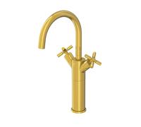 Steinberg Mitigeur de lavabo Série 250 2501550BG – haut pivotant, 2 poignées, vidage, or brossé