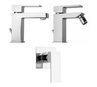 ROBINETTERIE DE SALLE DE BAINS CARRÉE POUR LAVABO, BIDET ET ENCASTREMENT DOUCHE INFINITY