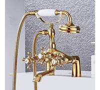 Robinetterie, Ensemble de Douche Den Galvanisé, Installation Simple Sur Le Côté de Lagnoire, Douchette À Main À Double Poignée, 2 Fonctions, Mitigeur En Laiton Épais, Robinets D'Eau Chaude Et Froide,