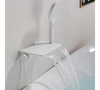 Robinetterie Mural Entraxe 150mm avec Douchette Blanc Mitigeur Baignoire Cascade 4 Modes Mitigeur Bain Douche en Cuivre,Blanc