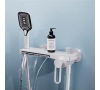 Robinetterie Mural Entraxe 150mm avec Douchette Mitigeur Baignoire Cascade 2 Trous Robinet Salle Bain Baignoire et Douche,Blanc