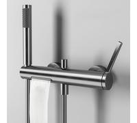 Robinetterie Mural Entraxe 150mm avec Douchette Robinet Baignoire Cascade 2 Trous Mitigeur Bain Douche en Cuivre,gris Pistolet