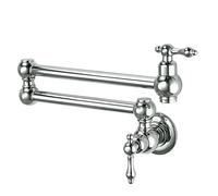 Robinetterie, Robinet de Remplissage de Casserole, Robinet de Cuisine Mural Pliable Et Extensible, Robinet D'Évier Simple En Laiton Avec Seul Trou Et Deux Poignées, Bras Pivotant Et Pliable, Brossé/Ch