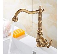 Robinetterie, Robinet D'Évier de Cuisine, Mitigeur D'Évier En Laiton Massif Sculpté À L'Ancienne, Robinet D'Eau Chaude Et Froide, Mitigeur de Lavabo Rotatif À 360°