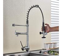 Robinetterie, Robinet D'Évier de Cuisine Pour Bar, Ferme, Commercial, Robinet de Cuisine Chromé, Robinet de Lavabo de Salle Den, Robinet Mitigeur D'Eau Chaude Et Froide, Trouique, Deux Poignées, Doubl